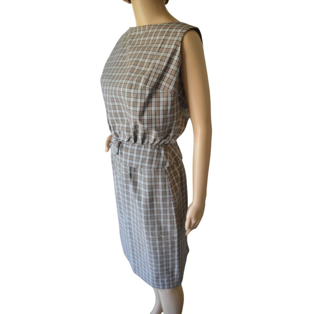 Vintage 60s Patty Woodard Brown Plaid Belted Skirt Set Juniors Size Small Coquet - Picture 6 of 16